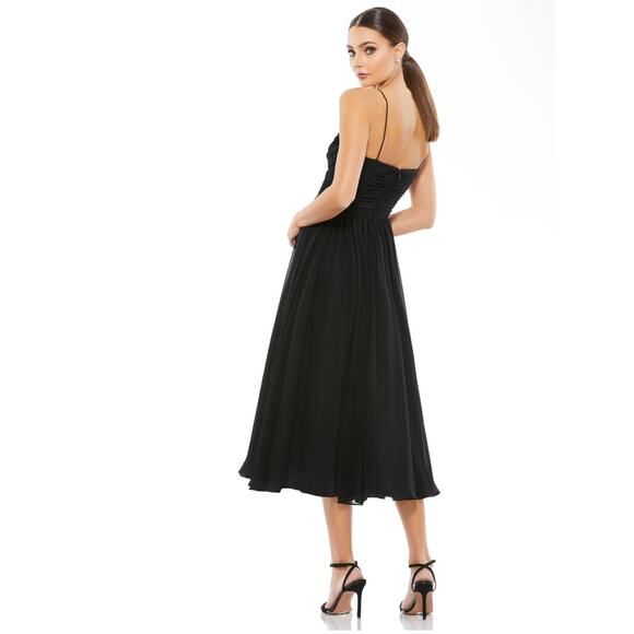 Ieena Mac Duggal Black Faux Wrap Sleeveless Flowy Midi Dress Sz Small NWT #70099 - Picture 10 of 15